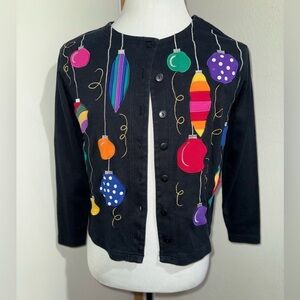 Bechamel Holiday Spirit Button Up Cardigan Vintage Sweater Size Small